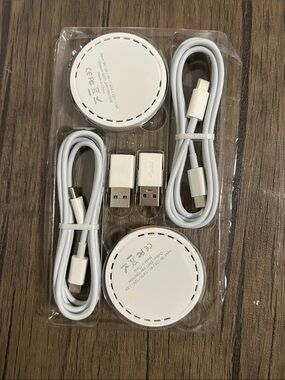 Amazon White Wireless Charging Pad Duo with USB-C Cables & USB Adapters